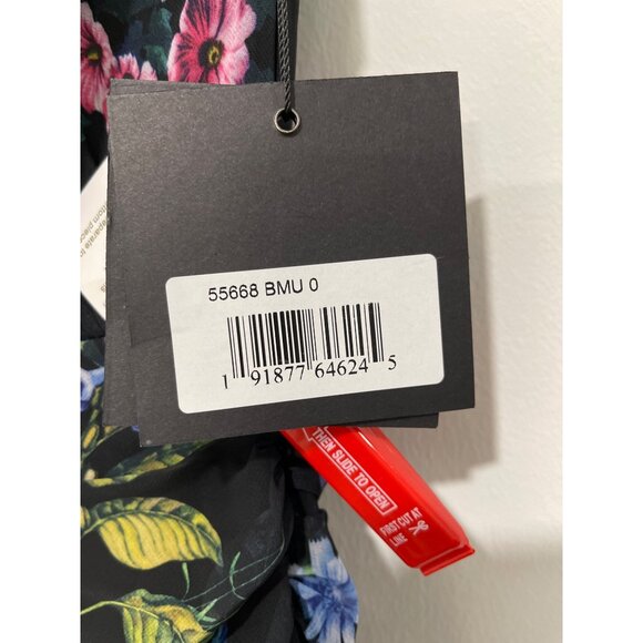 Mac Duggal 55668 Black Floral One Shoulder Cut Out Maxi Dress Formal NWT Sz 0 - Picture 8 of 10